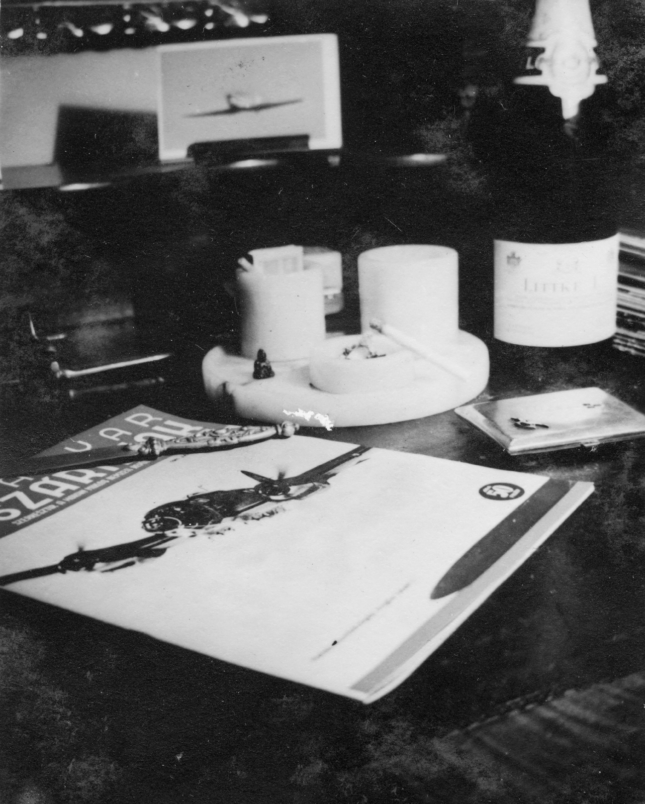 1940, Vojnich Pál, flying, airplane, champagne, Heinkel-brand, Fortepan #46311