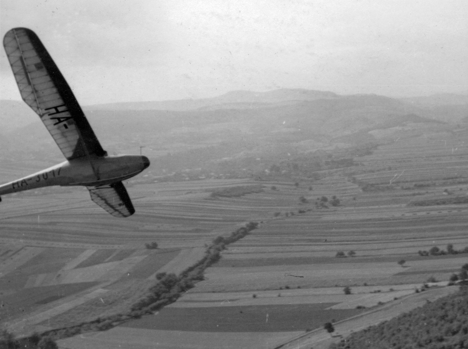 Hungary, Budapest II., légifotó Pesthidegkút felé nézve. Rubik R-08c Pilis vitorlázó repülőgép a Hármashatárhegy felett., 1941, Vojnich Pál, Hungarian brand, sailplane, Budapest, Fortepan #46347