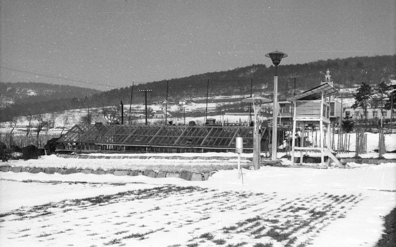 Magyarország,Balaton, Csopak, meteorológiai állomás, háttérben a Ranolder-villa., 1965, Mészáros Zoltán, meteorológia, meteorológiai állomás, rovarcsapda, Fortepan #46511