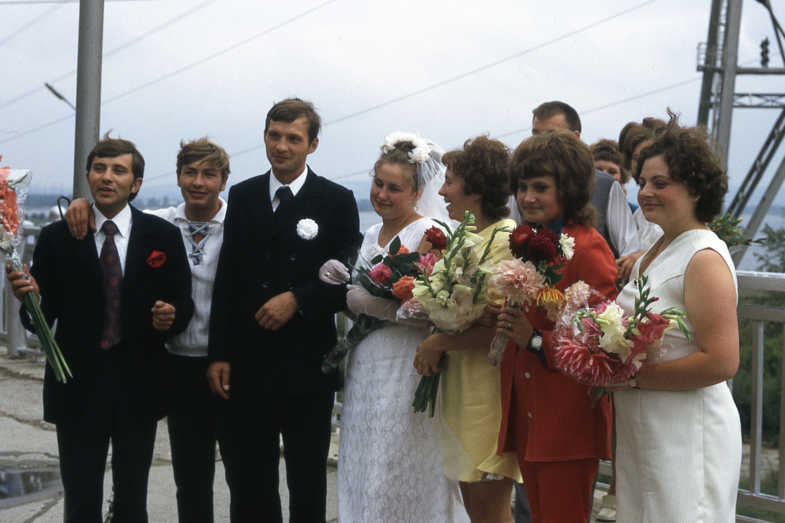 1973, Gwen Jones, Soviet Union, wedding ceremony, colorful, tableau, flower, bride, groom, Fortepan #46876