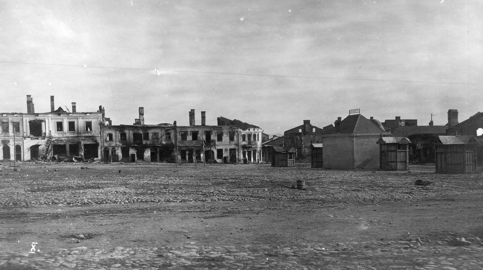 Ukrajna, Kalus, Heroiv tér (ekkor Ringplatz)., 1917, Bokor Gyula, első világháború, utcakép, rom, épületkár, Fortepan #46944
