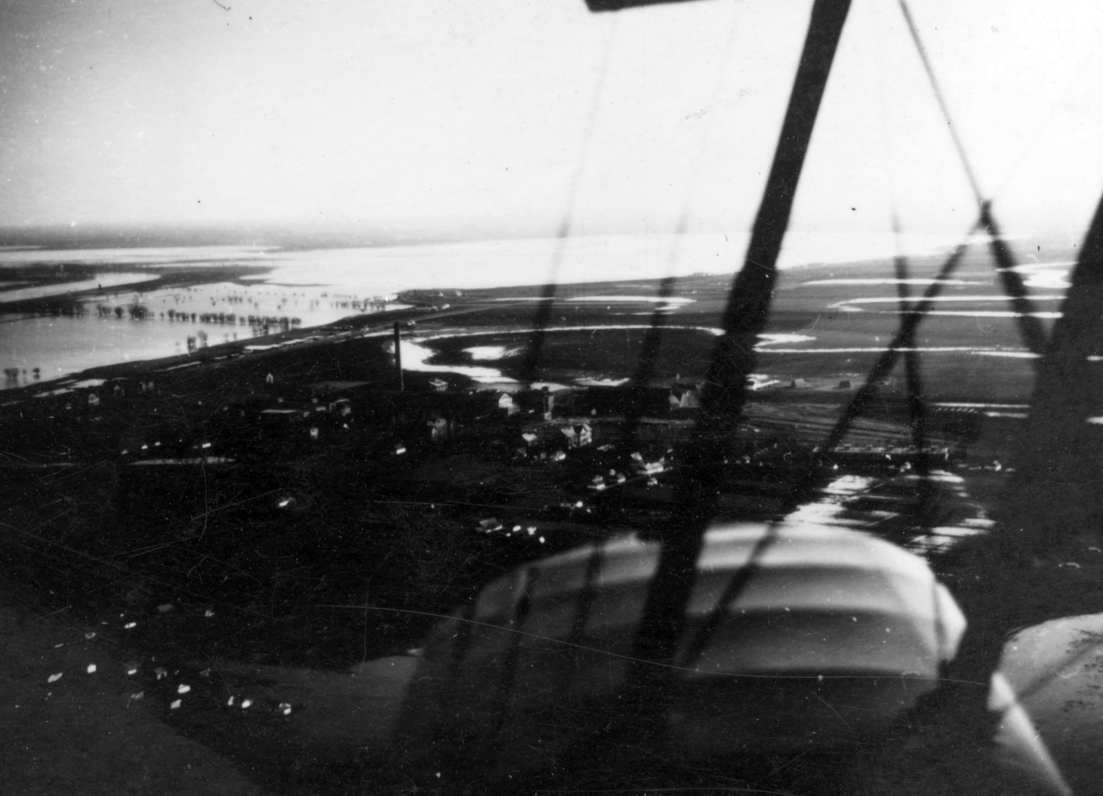 1941, Vargha Zsuzsa, aerial photo, airplane, flood, bird's eye view, Fortepan #47214