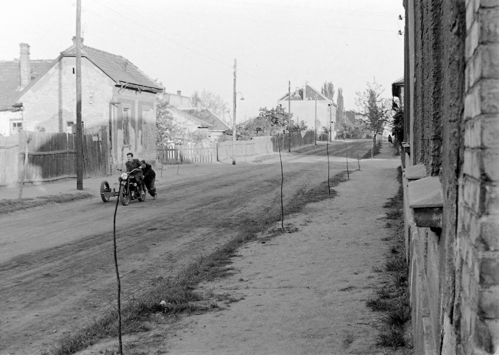 1940, Fortepan, street view, motorcycle with sidecar, Fortepan #4722