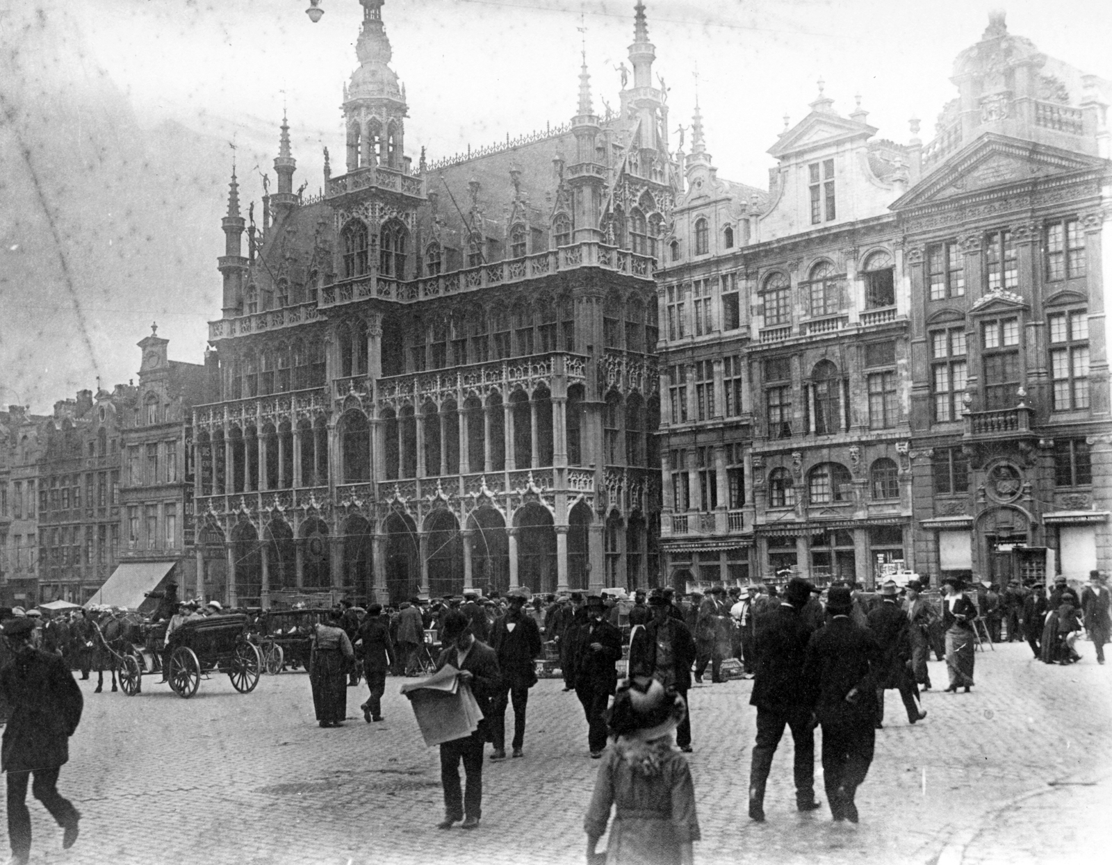 Belgium, Bruxelles, Grand-Place, Városháza., 1917, Vargha Zsuzsa, square, museum, World Heritage, Fortepan #47262