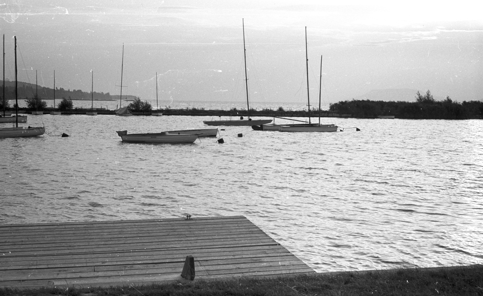 Hungary, Balatonlelle, kikötő., 1971, Nagy Gyula, ship, sailboat, pier, port, shore, Fortepan #50197