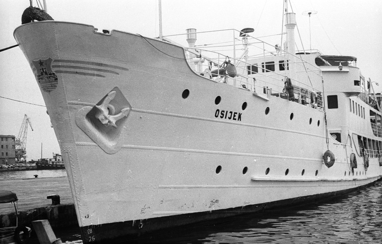 Horvátország,Adria, Fiume, kikötő., 1971, Nagy Gyula, Jugoszlávia, hajó, kikötő, Osijek-hajó, Fortepan #50223