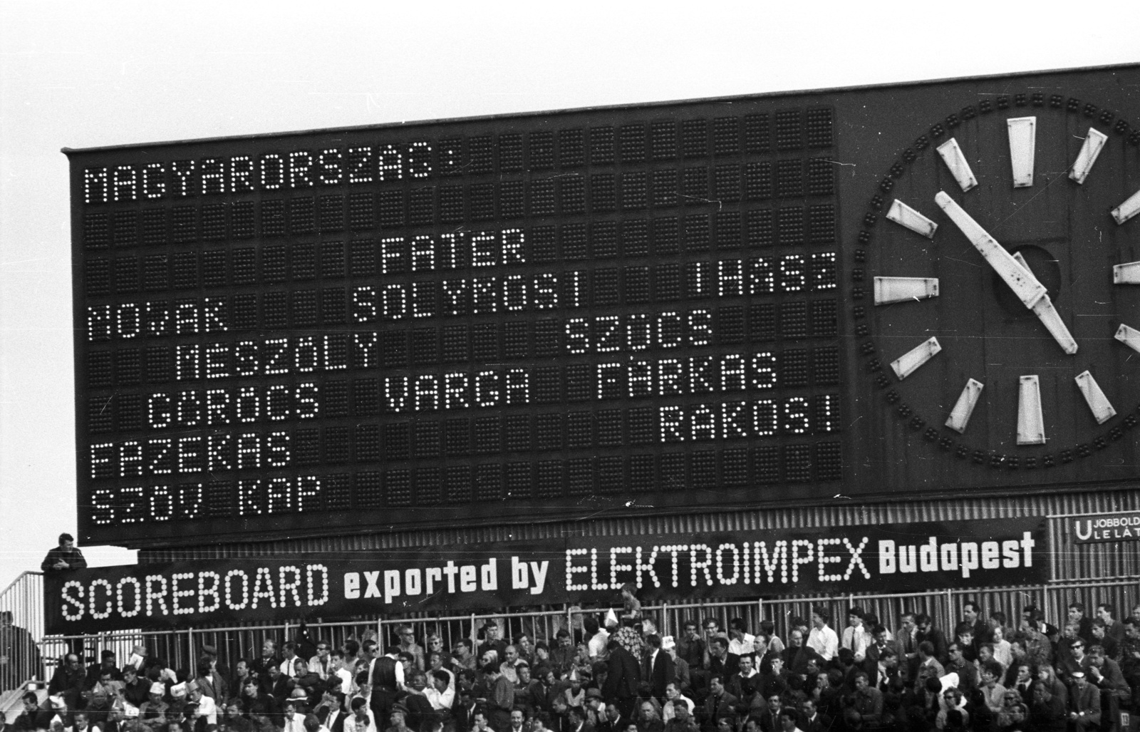 Hungary, Népstadion, Budapest XIV., Magyarország - Szovjetunió EB mérkőzés 1968. május 4., 1968, Nagy Gyula, football, scoreboard, Budapest, Fortepan #50356