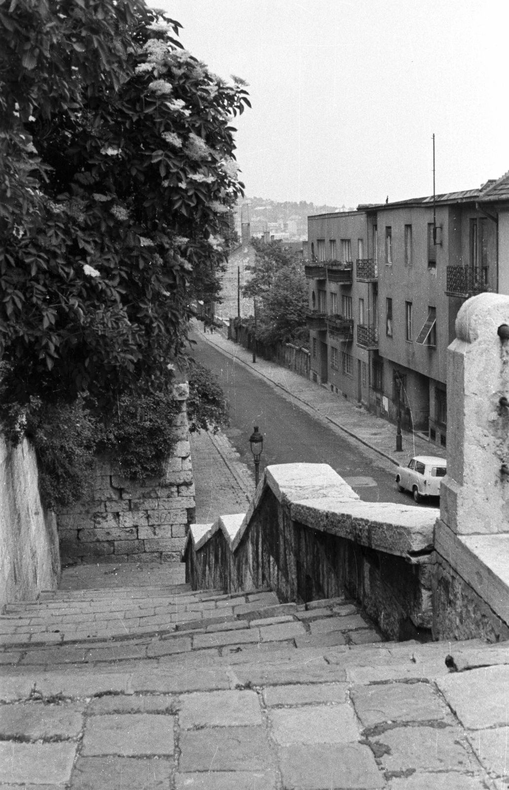 Magyarország, Víziváros, Budapest I., Szabó Ilonka utca a Hunyadi János út felől nézve., 1965, Nagy Gyula, lépcső, Budapest, Fortepan #50477