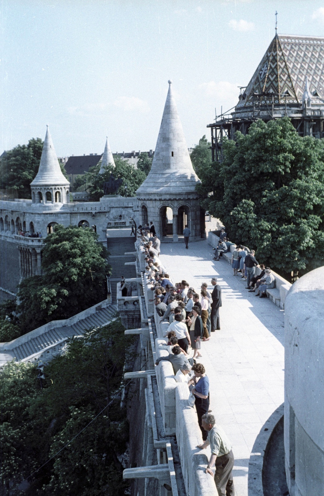 Magyarország, Halászbástya,budai Vár, Budapest I., 1963, Nagy Gyula, színes, Schulek Frigyes-terv, Budapest, Fortepan #50821