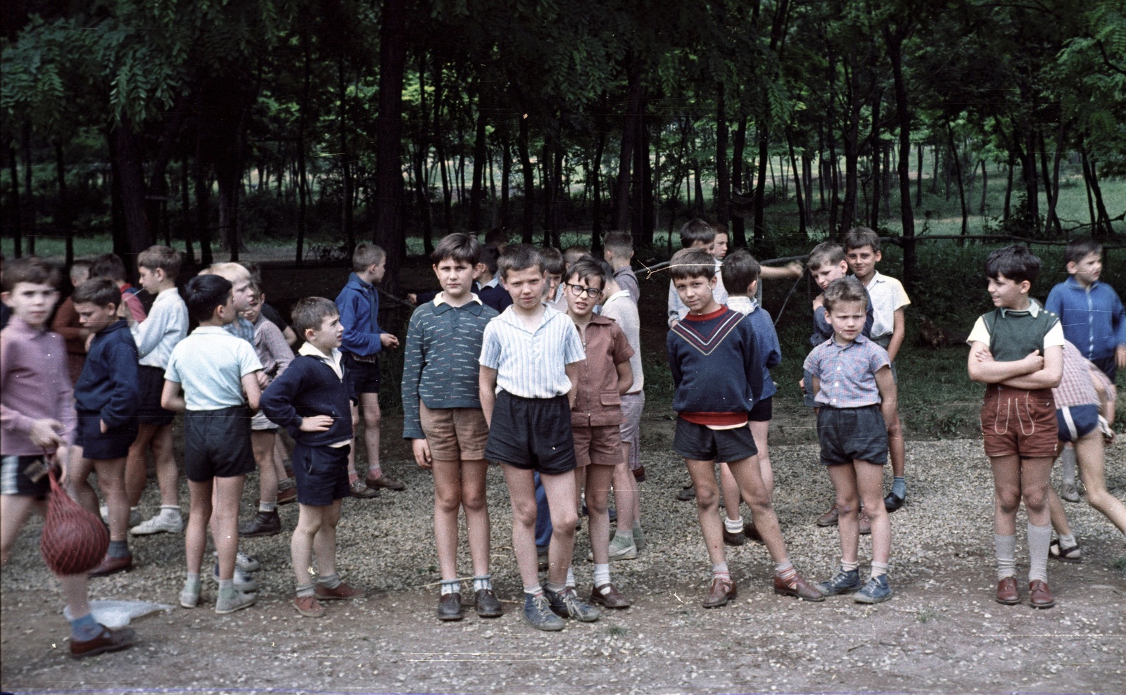 1965, Nagy Gyula, colorful, kids, camp, shorts, Fortepan #50825