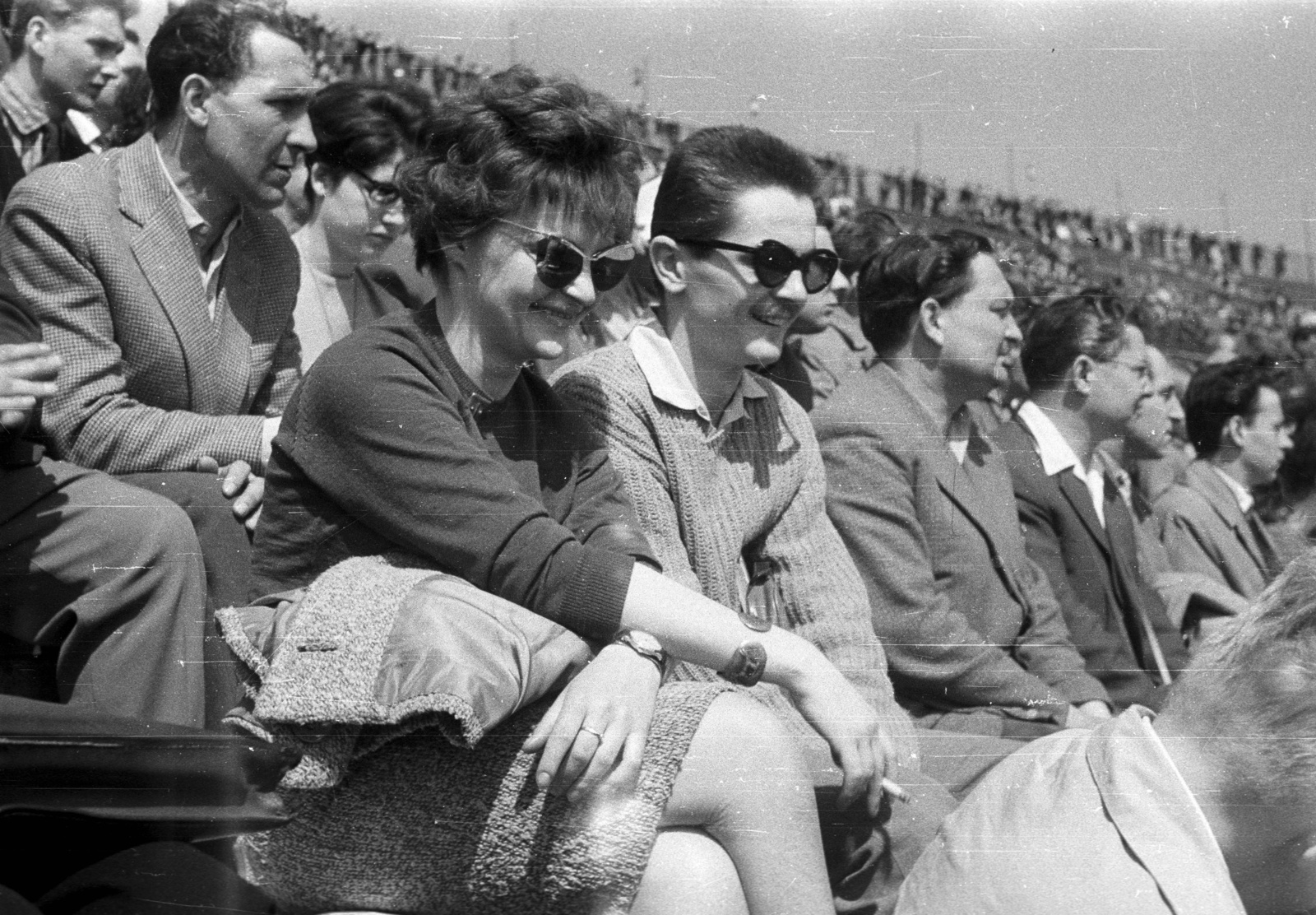 Hungary, Népstadion, Budapest XIV., 1965, Nagy Gyula, shades, audience, Budapest, Fortepan #50841