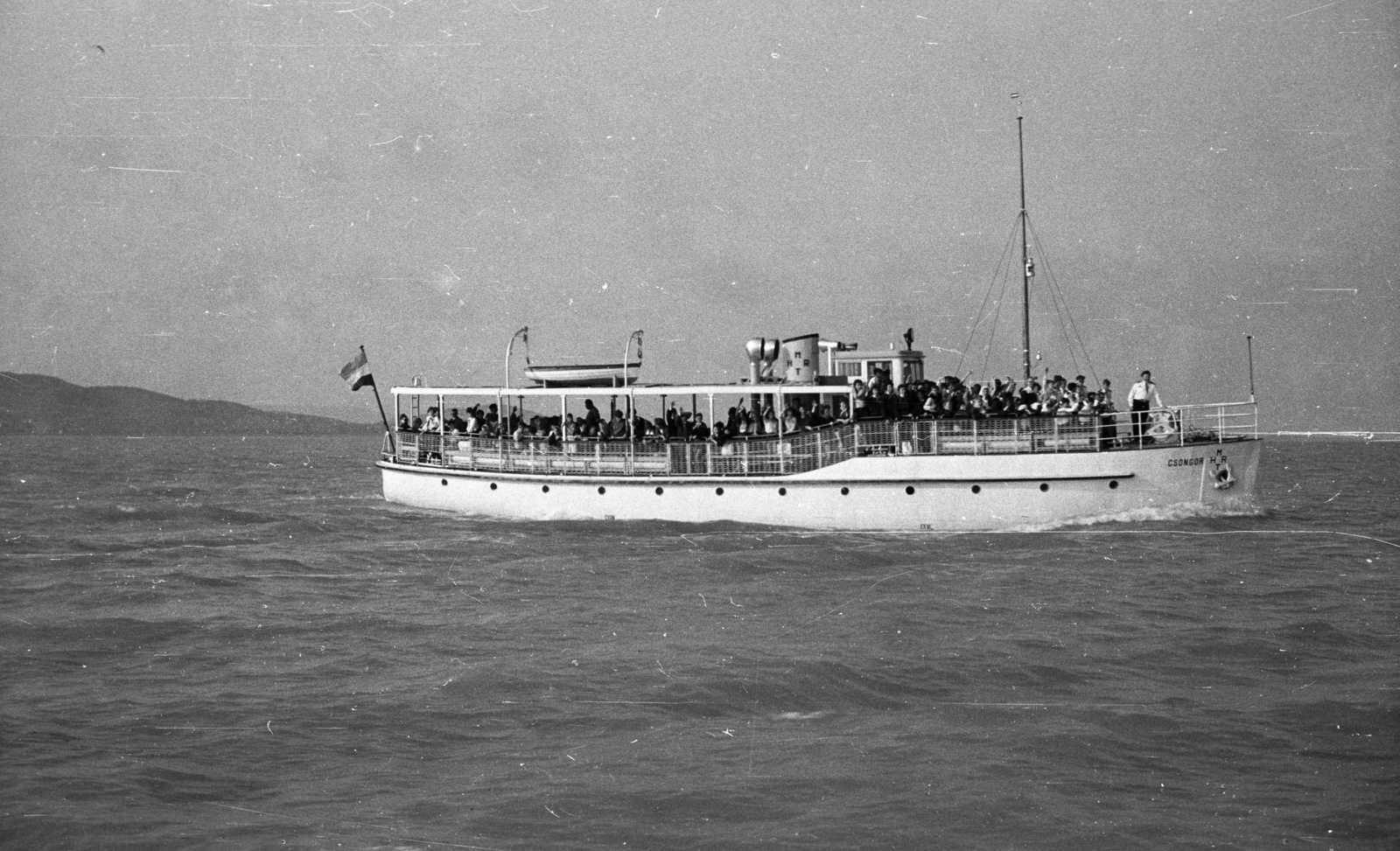 Hungary,Lake Balaton, a Csongor motoros személyhajó Fonyód és Badacsony között., 1961, Nagy Gyula, ship, Csongor ship, Fortepan #51025
