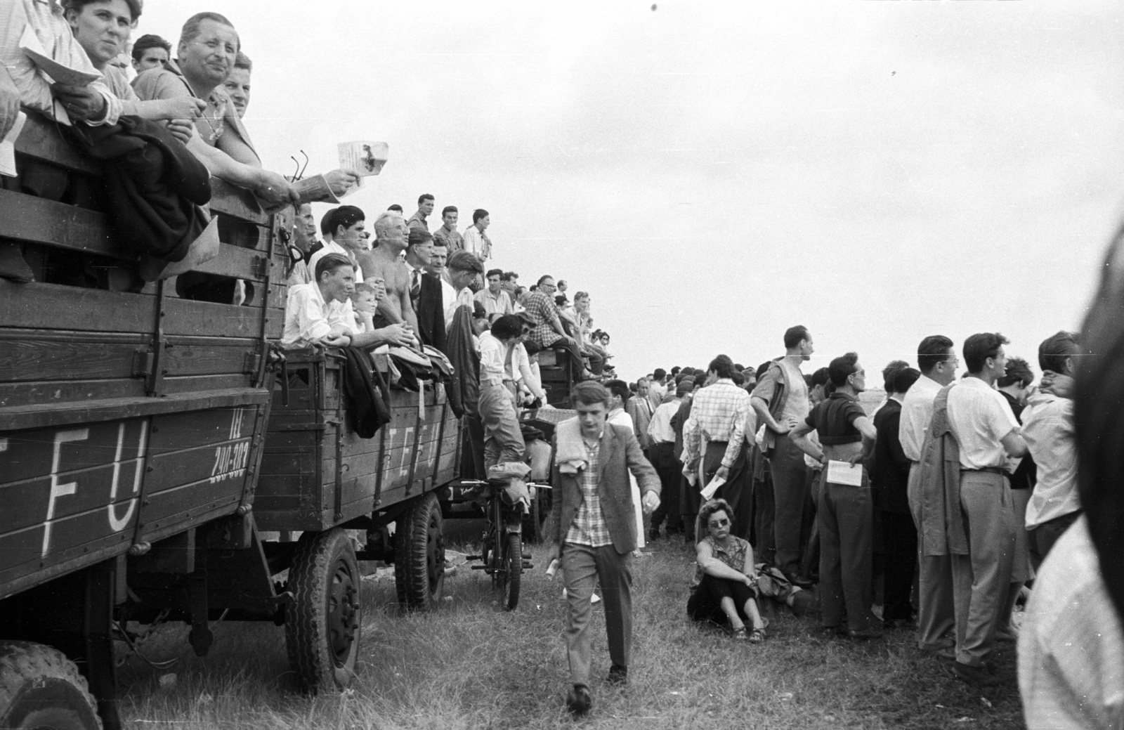 1960, Nagy Gyula, mass, motorcycle, trailer, audience, TEFU-organisation, Fortepan #51132