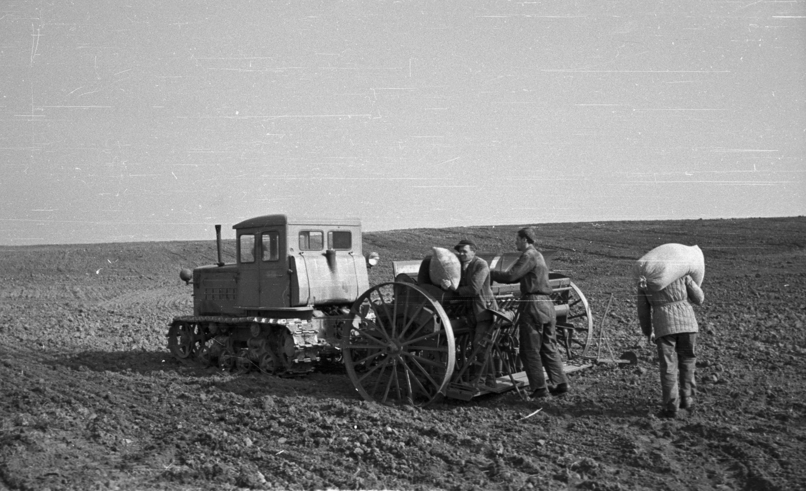 1959, Nagy Gyula, tractor, agriculture, seeder, Fortepan #51254