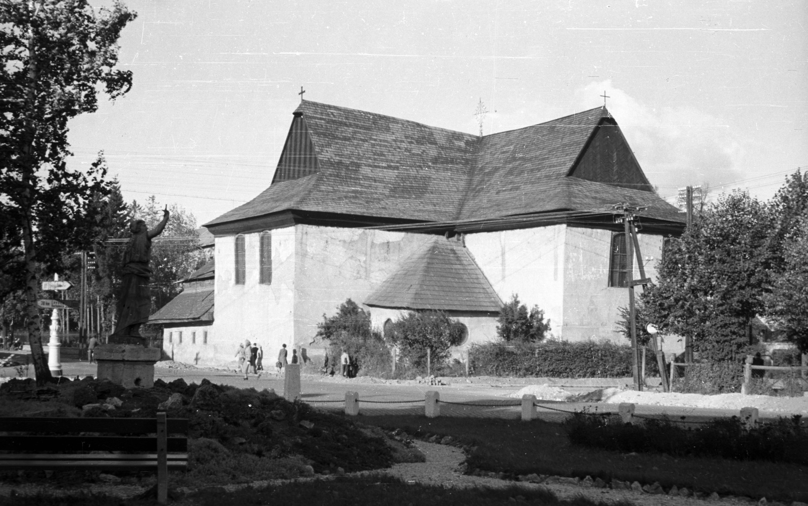 Slovakia, Kežmarok, evangélikus ótemplom., 1959, Nagy Gyula, Czechoslovakia, church, sculpture, Upper Hungary, wooden church, articular church, Fortepan #51295