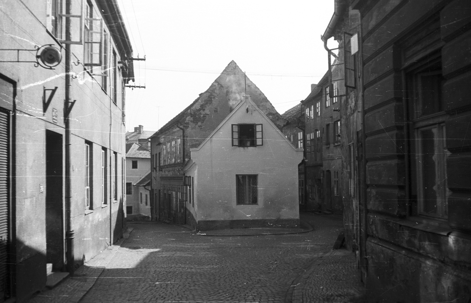 Czech Republik, Tábor, ulice Strelnická., 1959, Nagy Gyula, Czechoslovakia, street view, cobblestones, Fortepan #51327