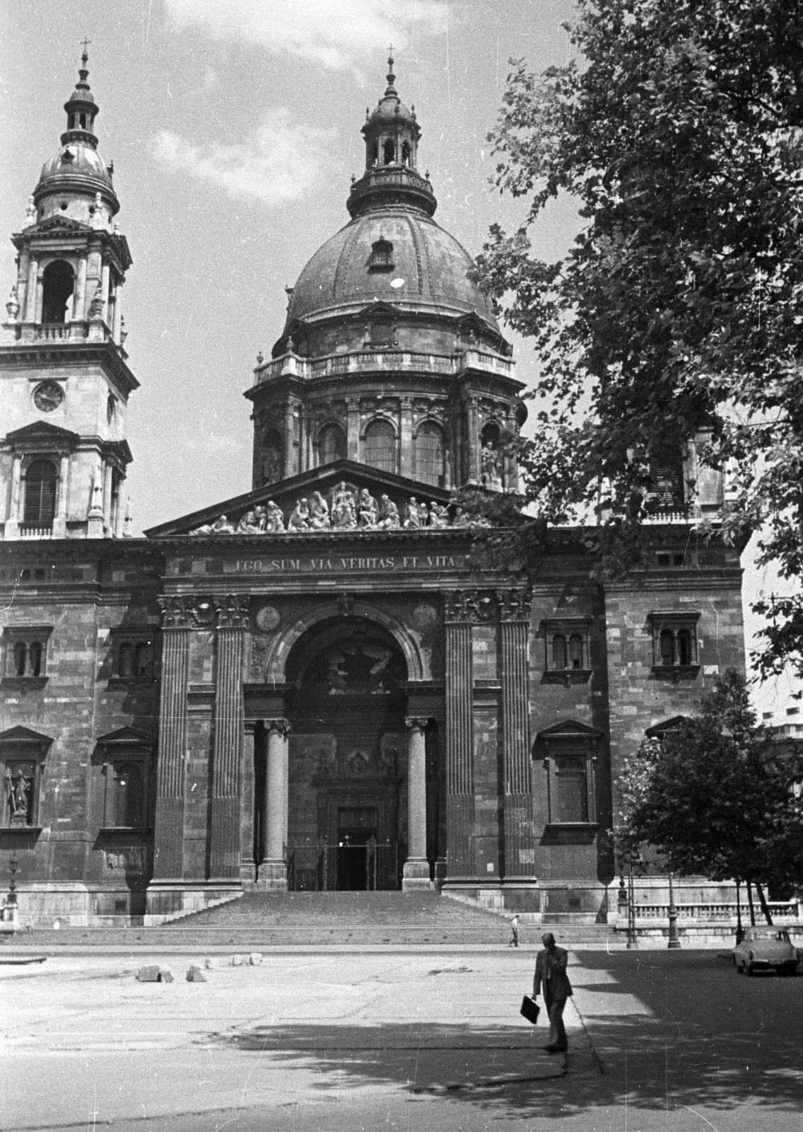 Hungary, Budapest V., Szent István tér, Szent István-bazilika (Ybl Miklós, 1906.)., 1959, Nagy Gyula, church, basilica, Miklós Ybl-design, Budapest, Fortepan #51639