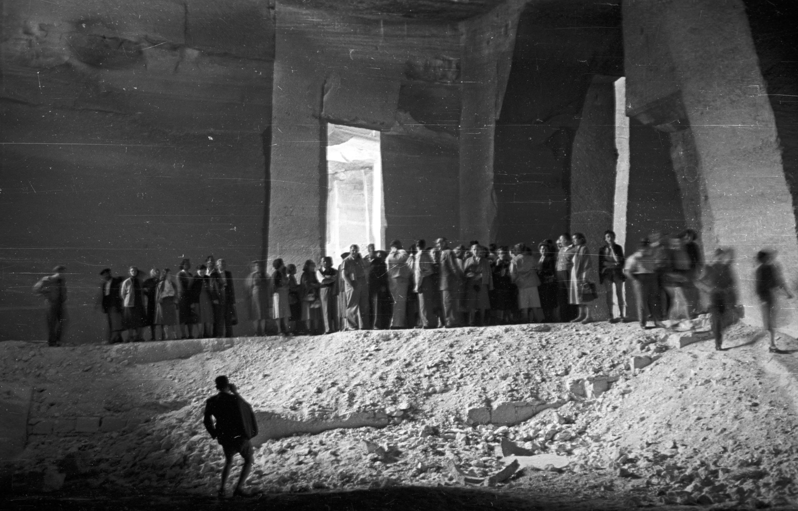 Hungary, Fertőrákos, Kőfejtő., 1957, Nagy Gyula, mass, stone mine, Fortepan #51737