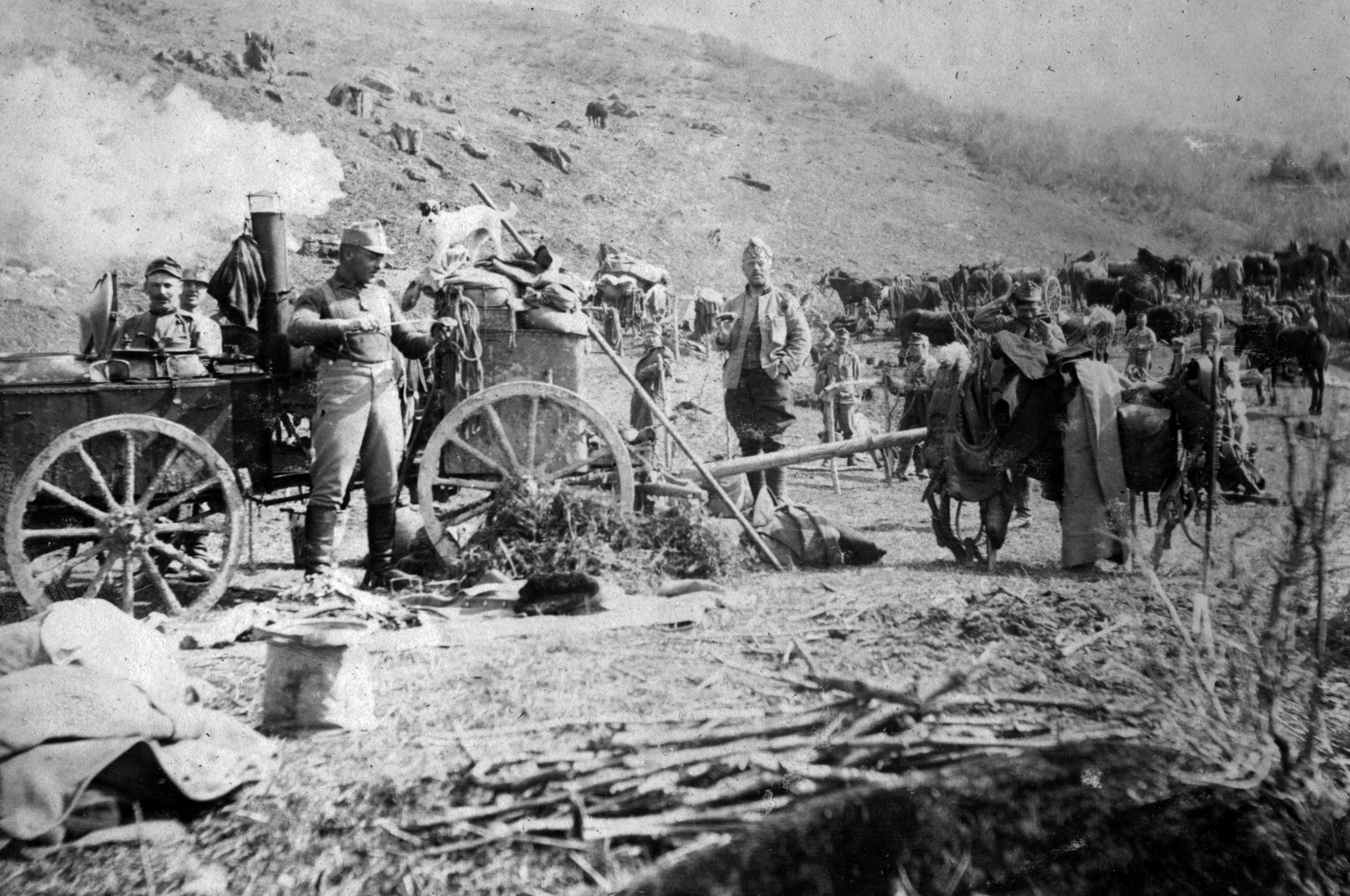 Slovakia, Ruský Potok, ebédosztás., 1915, Komlós Péter, First World War, goulash cannon, Fortepan #52239