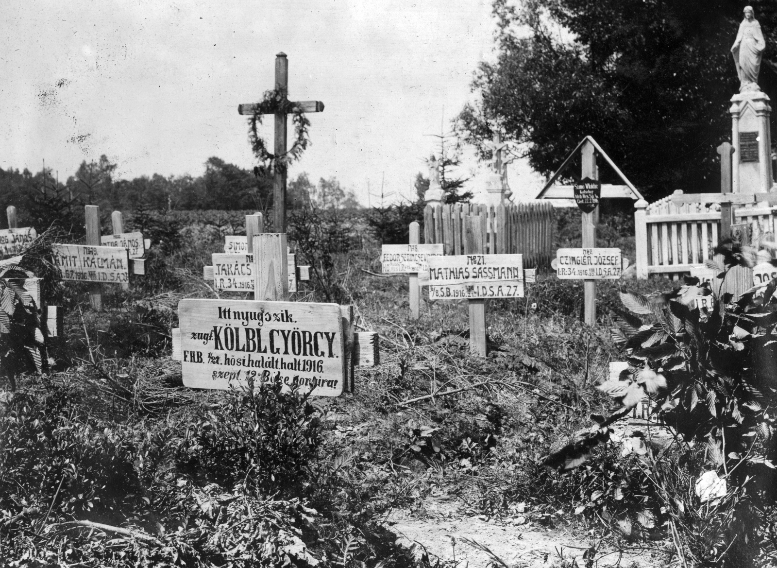 Ukraine, Pidhirtsi, (ekkor Podhorce), a 34. magyar gyalogezred temetője., 1916, Komlós Péter, cemetery, war grave, Fortepan #52278