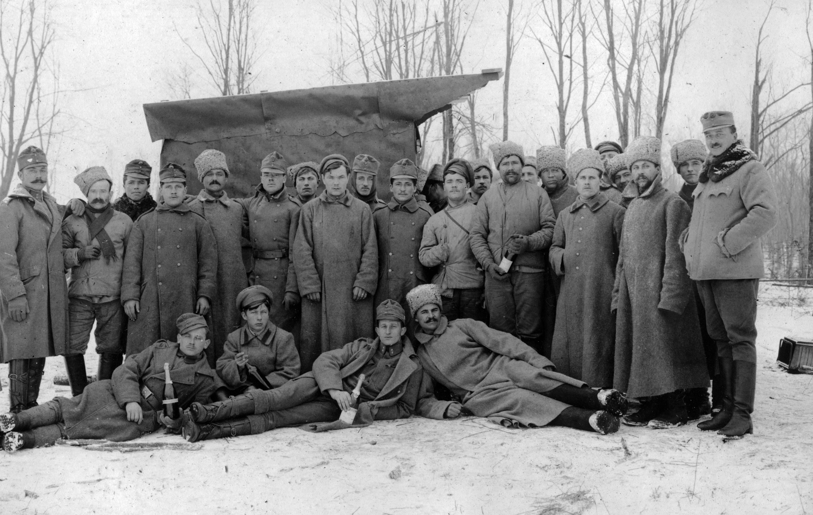1916, Komlós Péter, első világháború, pezsgő, kucsma, csoportkép, Fortepan #52289