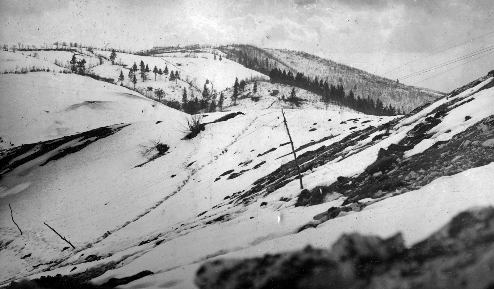 Italy, Col Caprile,Cismon del Grappa, 1917, Komlós Péter, First World War, winter, hillside, Fortepan #52307