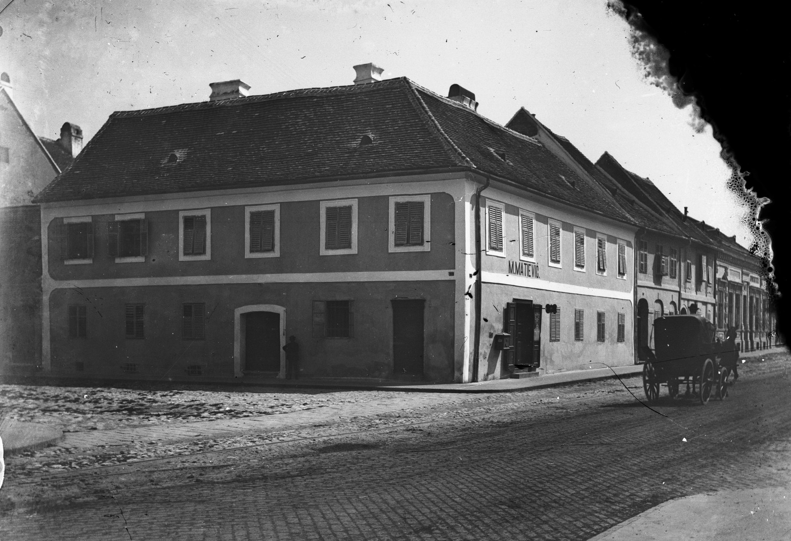 Croatia, Osijek, Ulica Franje Kuhača - Franjevačka ulica kereszteződés., 1900, Fortepan, coach, fiacre, cab-horse, Fortepan #52837