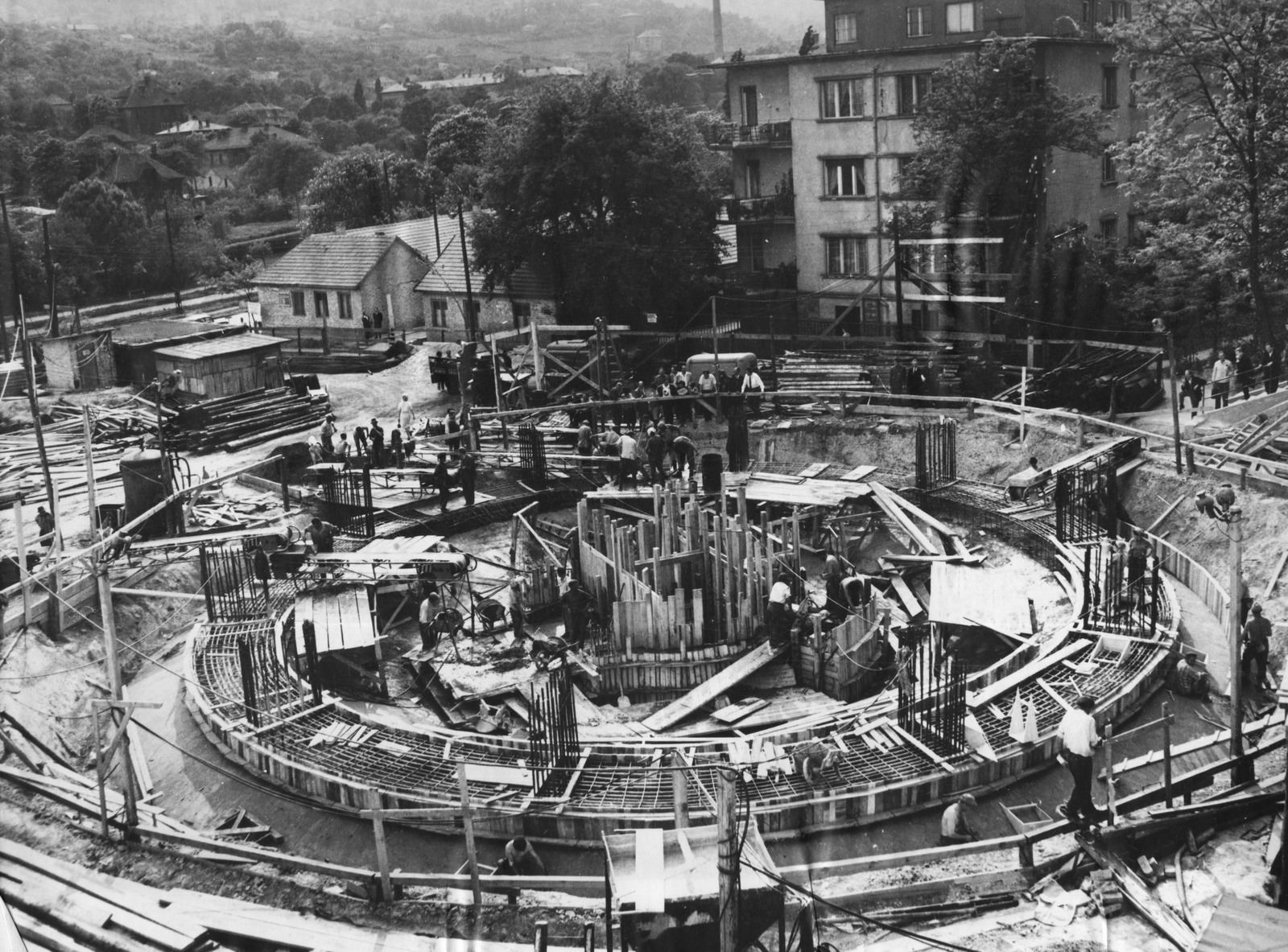 Hungary, Budapest II., Szilágyi Erzsébet fasor, a Budapest körszálló építkezése., 1966, Szabó Lóránt, construction, hotel, Budapest, Fortepan #53051