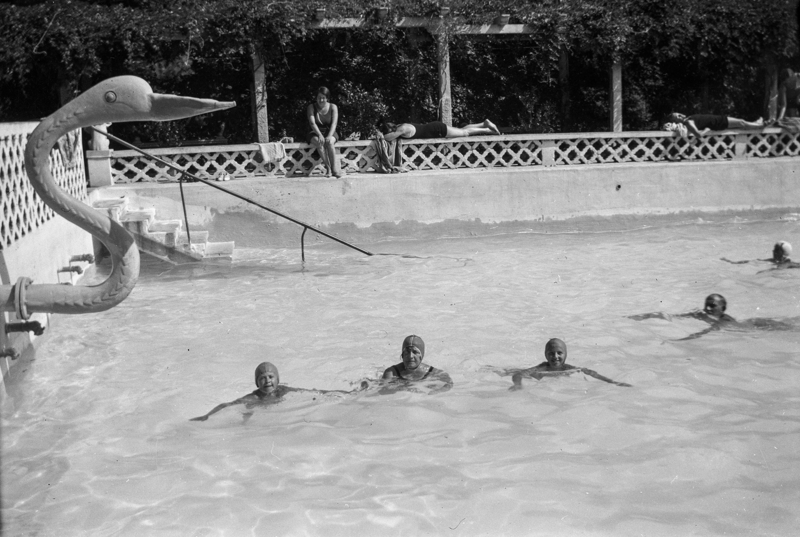 1930, Romák Éva, swimming, bathing caps, Fortepan #53235