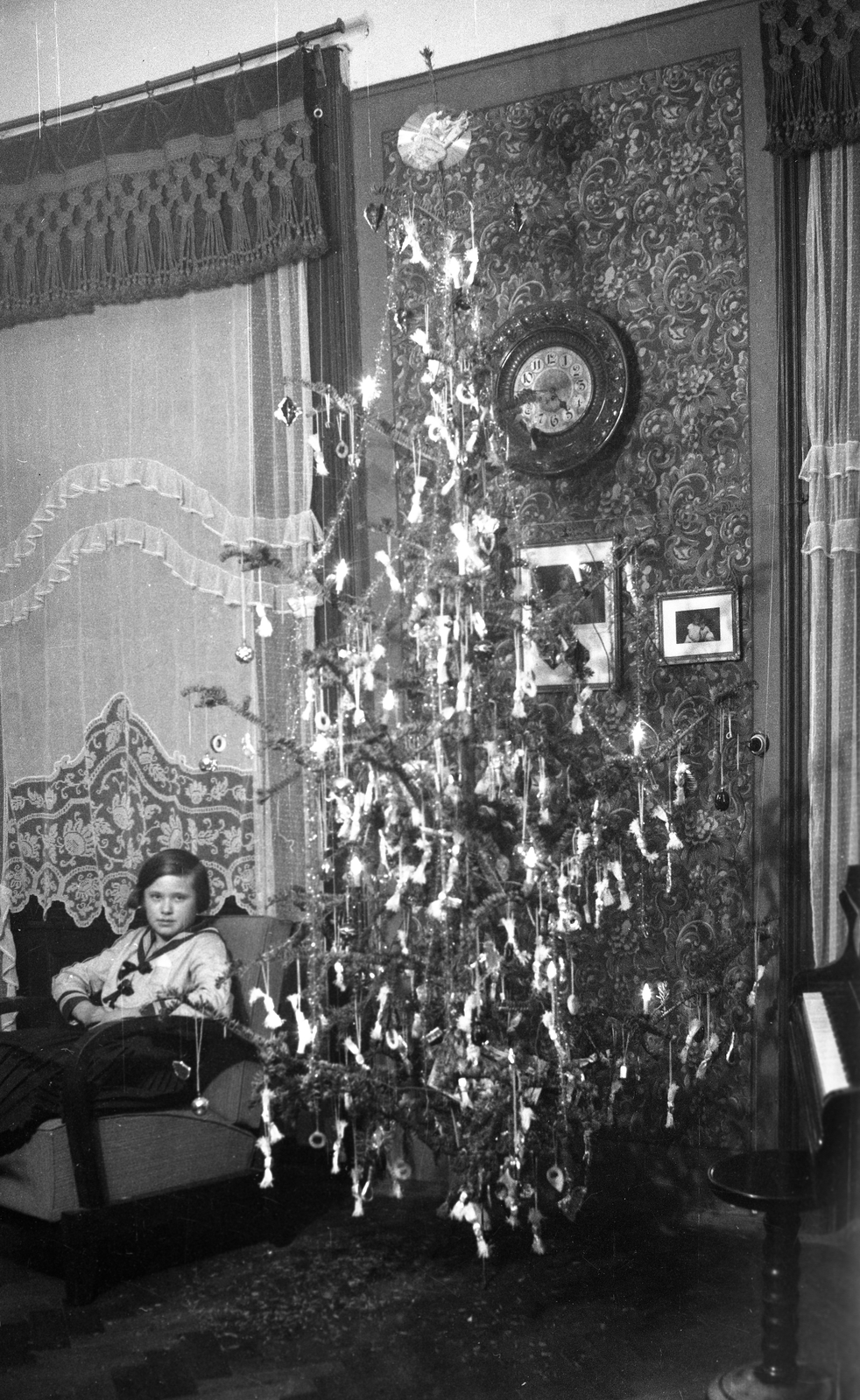 1934, Romák Éva, Christmas, christmas tree, Fortepan #53257