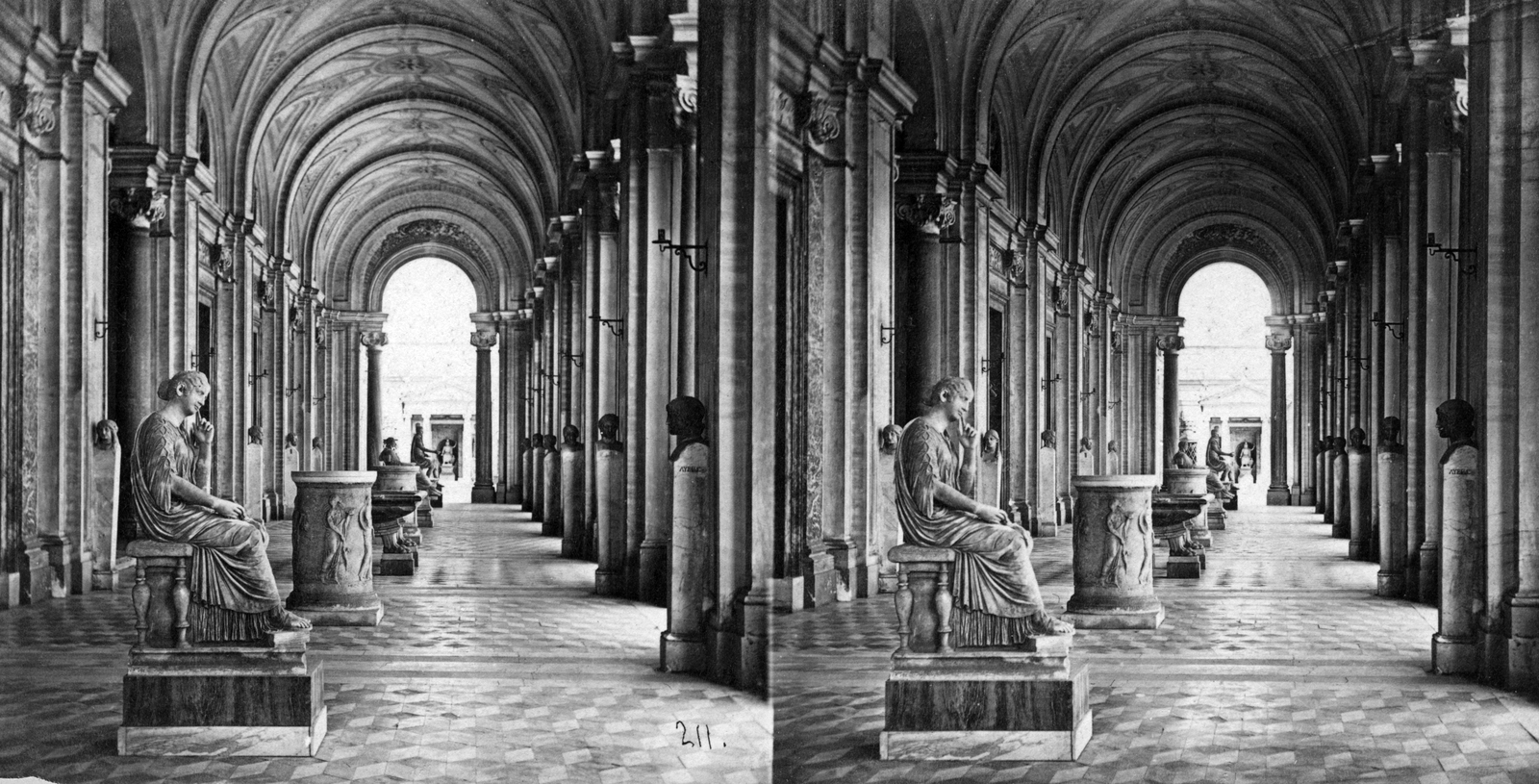 Italy, Rome, Villa Albani, loggia., 1900, Fortepan, sculpture, stereophoto, Fortepan #53456