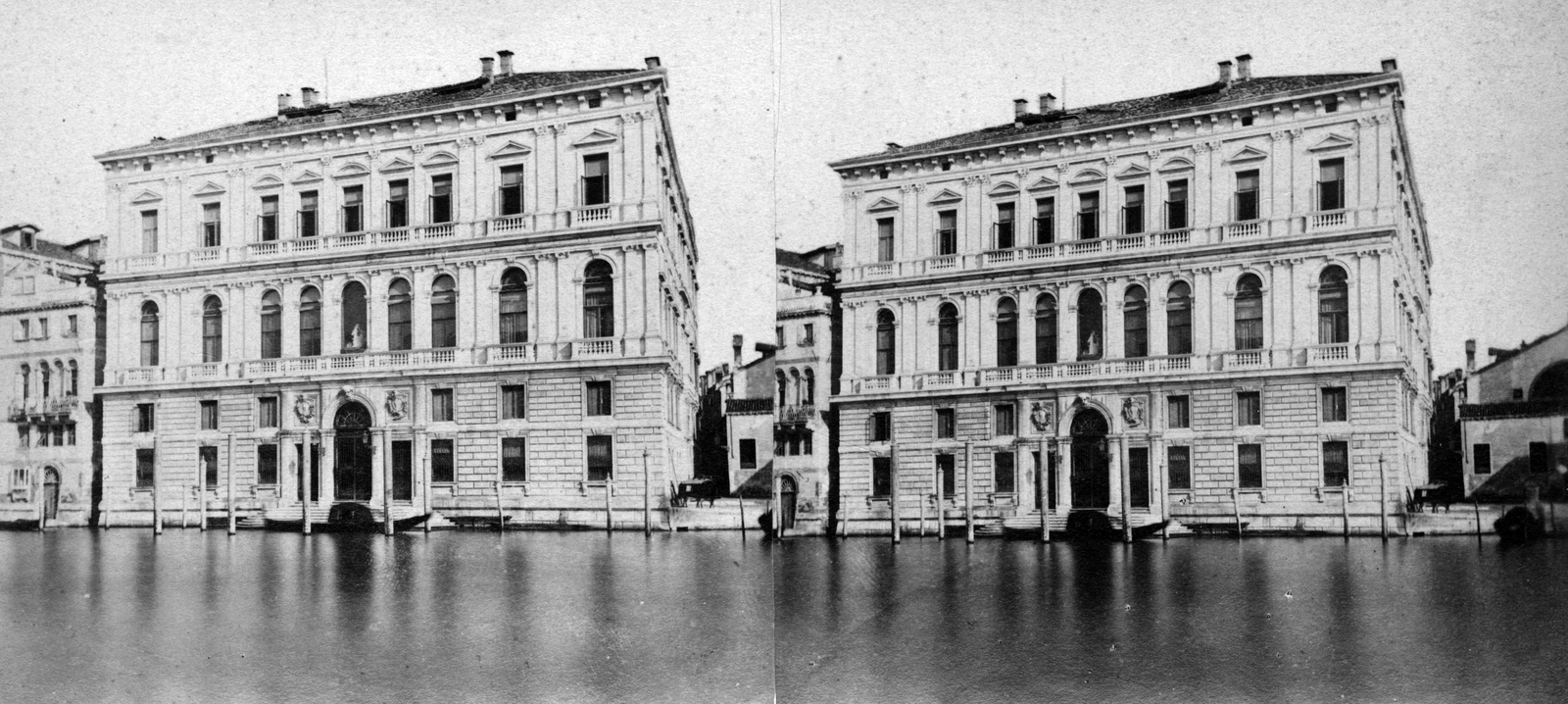 Olaszország, Velence, Canal Grande, Palazzo Grassi., 1900, Fortepan, palota, gondola, sztereófotó, Fortepan #53461