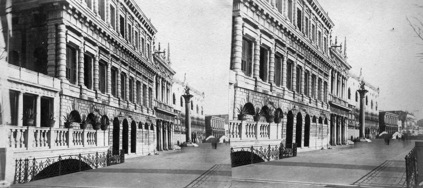 Italy, Venice, Riva degli Schiavoni., 1900, Fortepan, pillar, stereophoto, winged lion-portrayal, Fortepan #53464