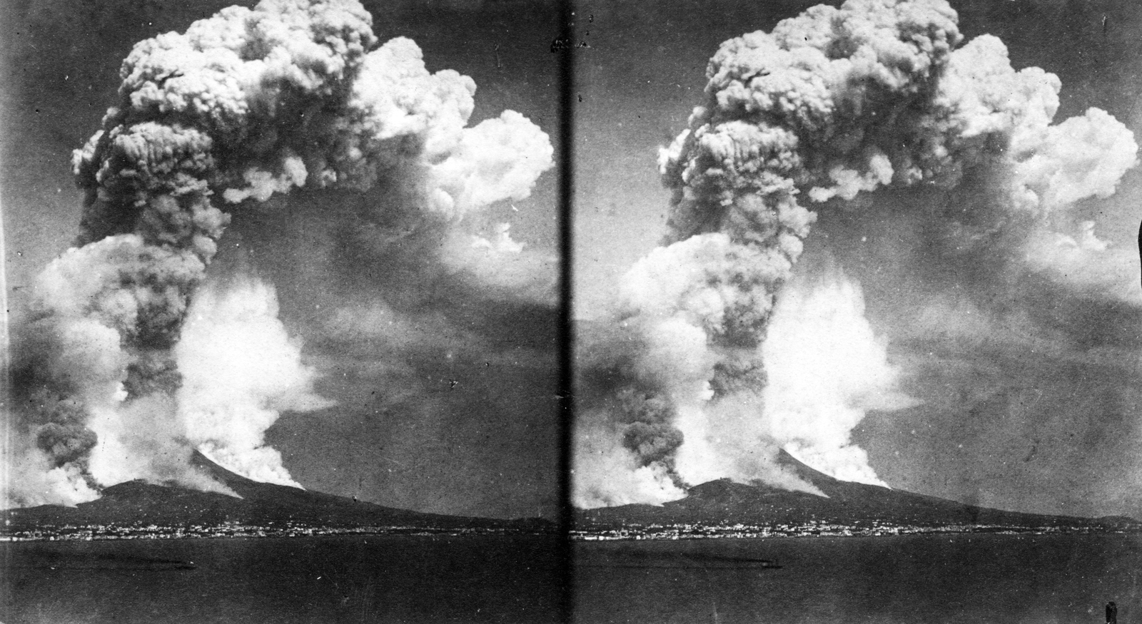 Italy, Naples, a Vezúv kitörése 1872. április 26-án., 1900, Fortepan, mountain, smoke, volcano, stereophoto, eruption, Fortepan #53466