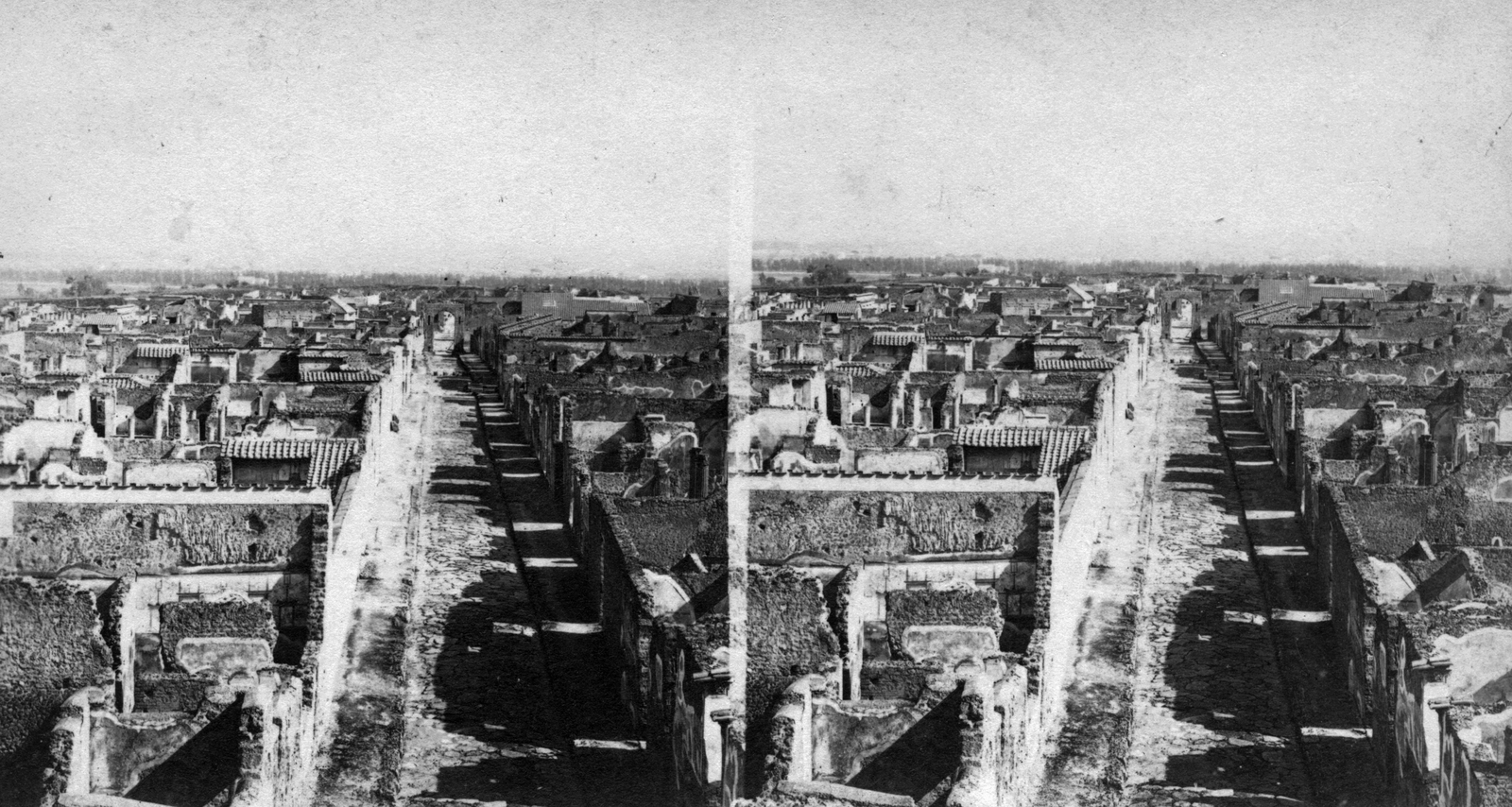Italy, Pompei, Via di Mercurio a Caligula kapu felé nézve., 1900, Fortepan, ruins, ancient culture, stereophoto, Fortepan #53477