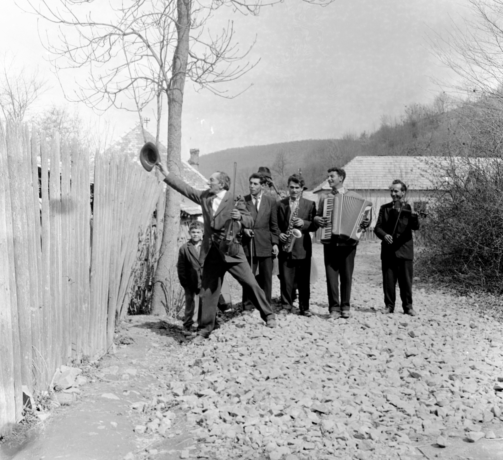 1959, Zsanda Zsolt, Vajszada Károly, hangszer, zenekar, hegedű, tangóharmonika, cigányzene, szaxofon, Fortepan #53862