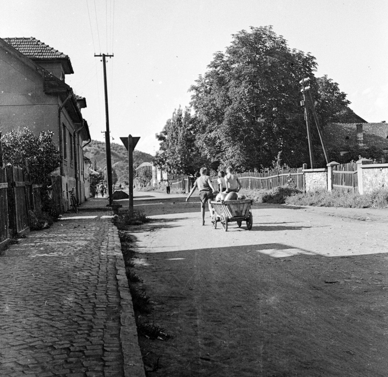 Slovakia, Fiľakovo, ulica Draxnerova., 1960, Zsanda Zsolt, Vajszada Károly, Czechoslovakia, street view, melon, Fortepan #53905
