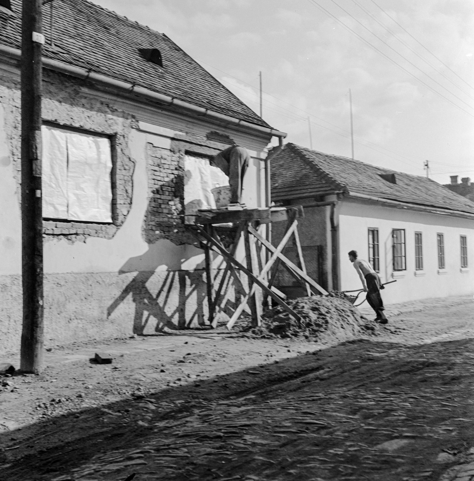 1960, Zsanda Zsolt, Vajszada Károly, construction, Fortepan #53937
