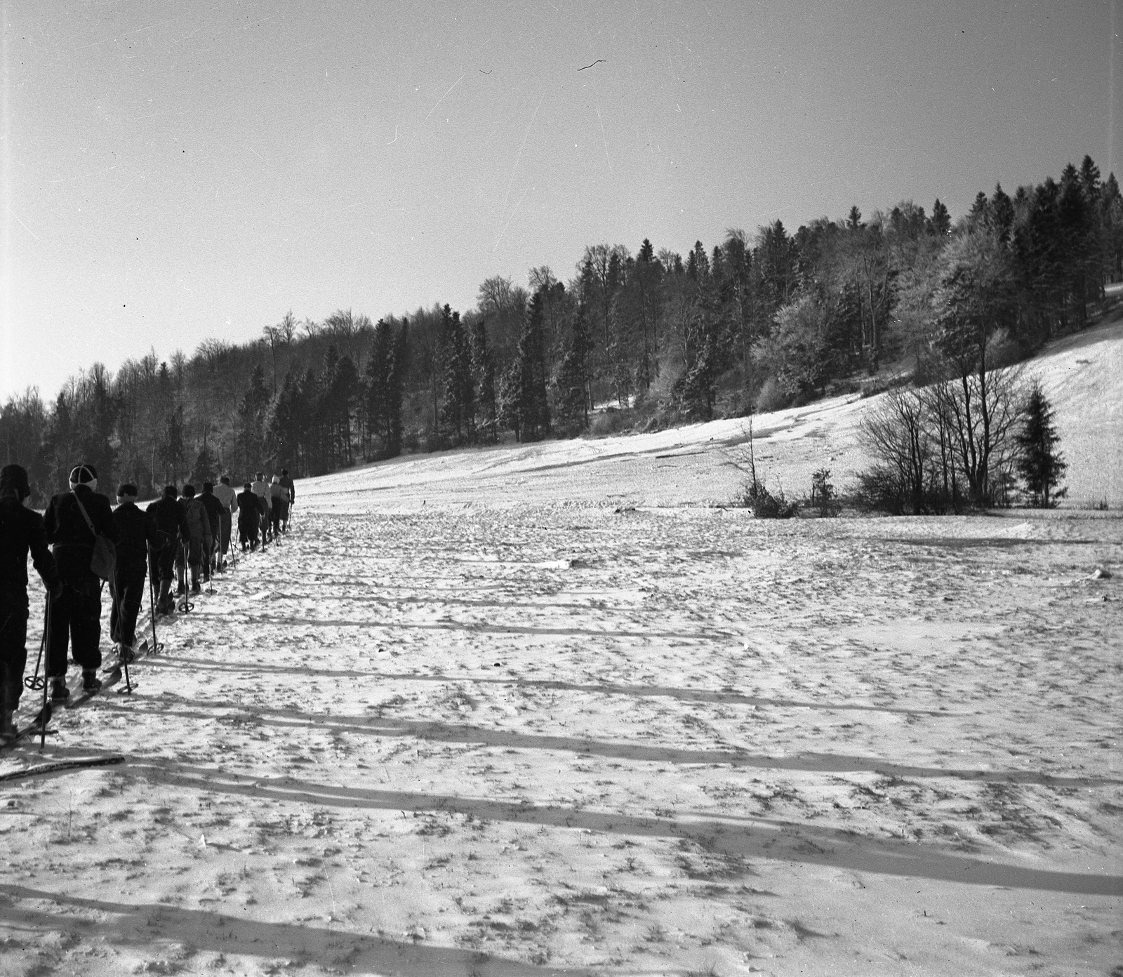 Slovakia, Jahodná, Kassa melletti síközpont., 1942, Nagy Gyula, winter, snow, genre painting, skiing, Fortepan #54145