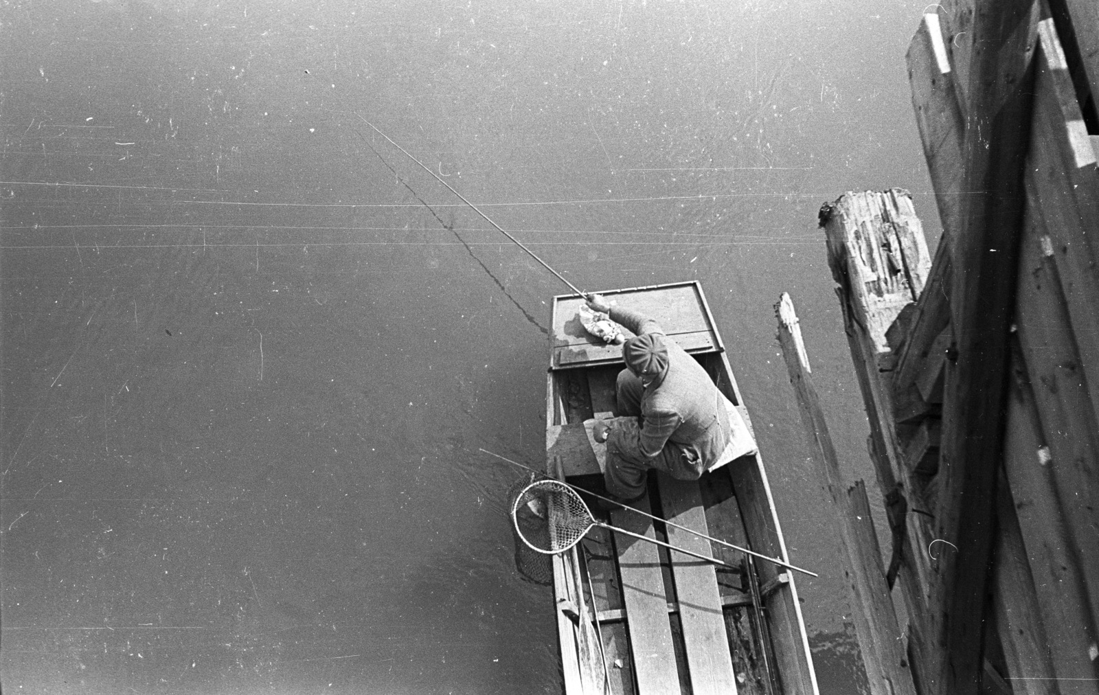 Hungary, Győr, 1958, Lencse Zoltán, fishing, Fortepan #54581