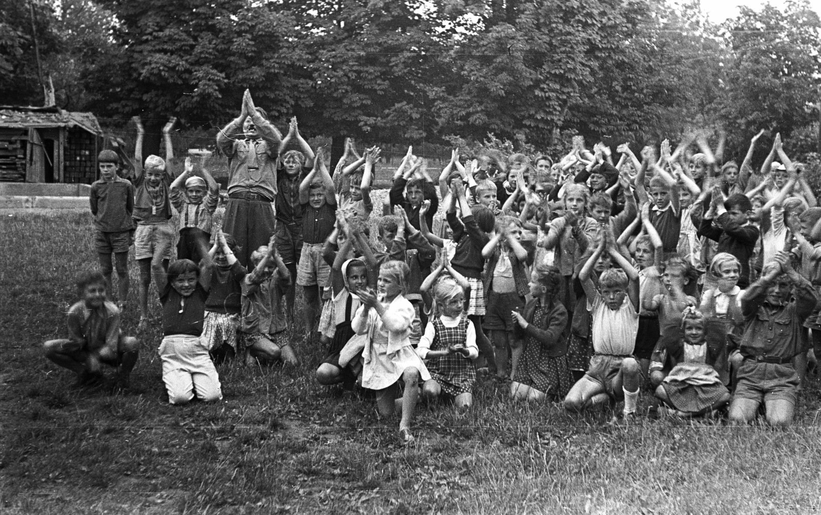 1958, Lencse Zoltán, kids, overhead lift, Fortepan #54680