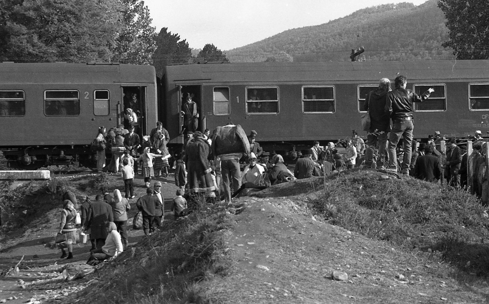 Romania,Transylvania, Negreni, országos vásár., 1988, Vova, railway, fair, Fortepan #55042