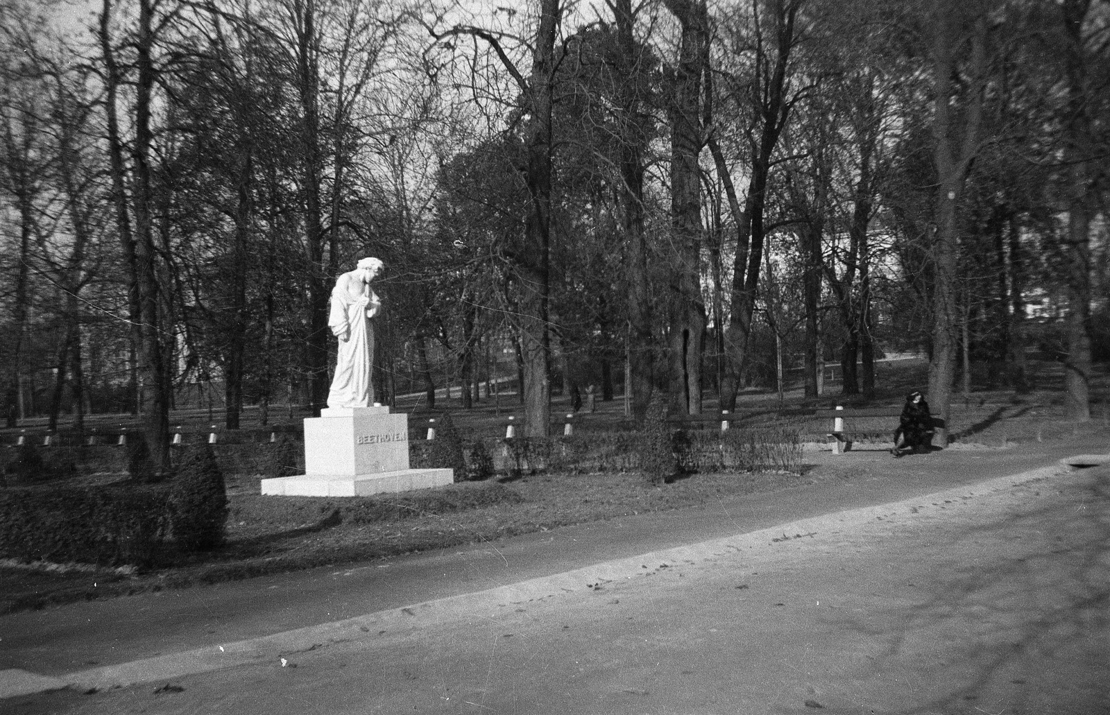 Hungary, Városmajor, Budapest XII., Ludwig van Beethoven szobor (Horvay János, 1932.)., 1937, Magyar Bálint, sculpture, Budapest, Ludwig van Beethoven-portrayal, Fortepan #55426