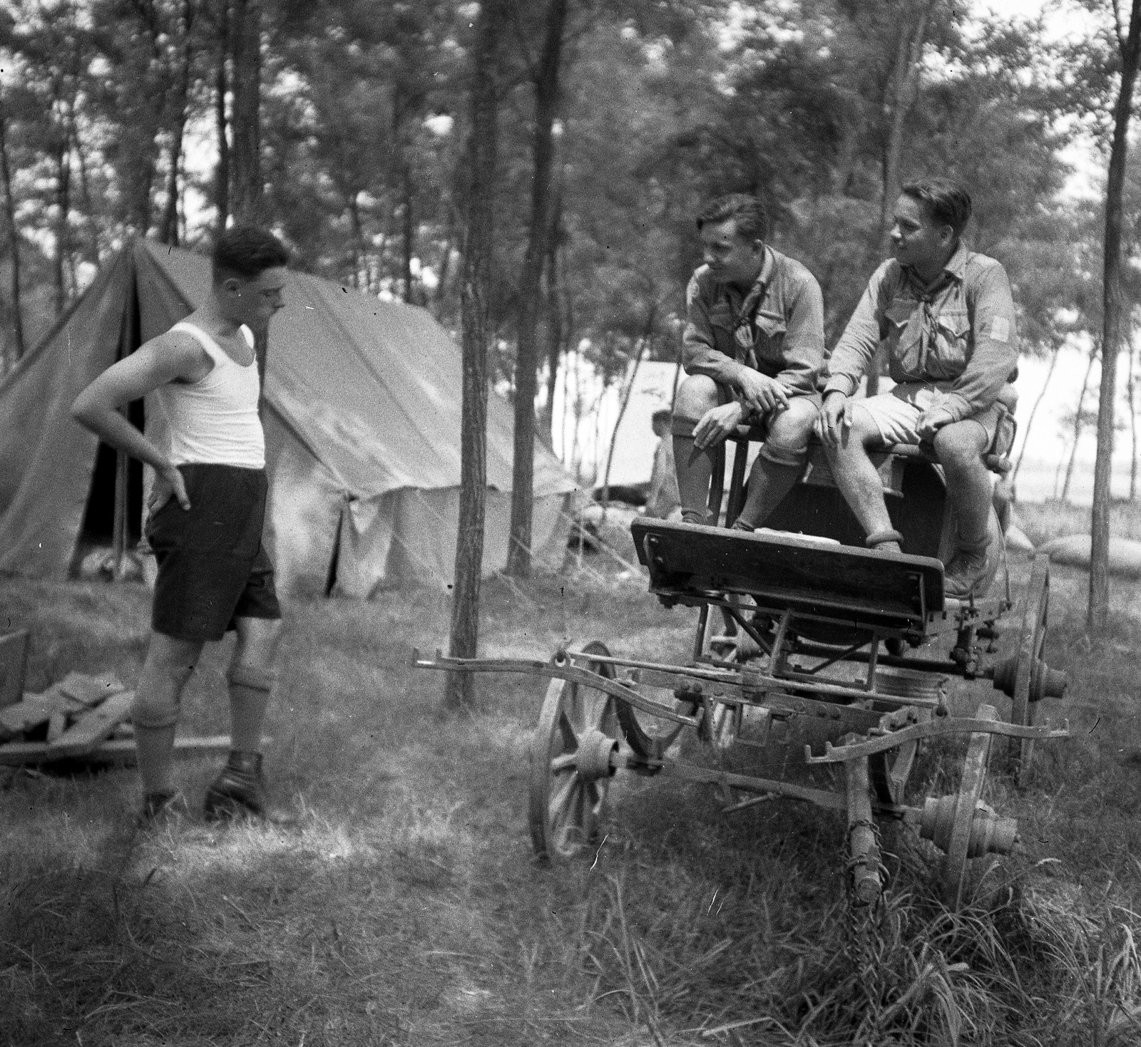 1937, Magyar Bálint, Horse-drawn carriage, tent, scouting, Fortepan #55570