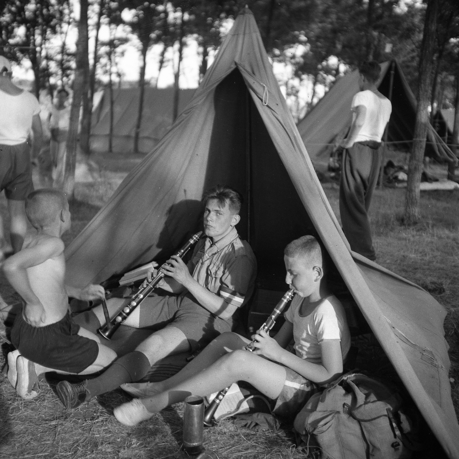 1937, Magyar Bálint, musical instrument, tent, scouting, clarinet, Fortepan #55571