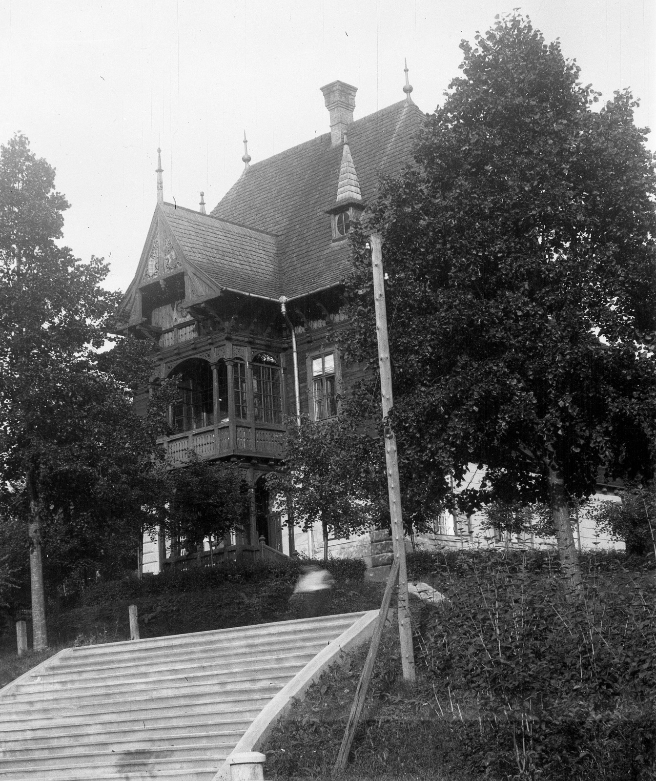 Slovakia, Ľubochňa, Posta Szálló., 1913, Magyar Bálint, hotel, stairs, Fortepan #55687
