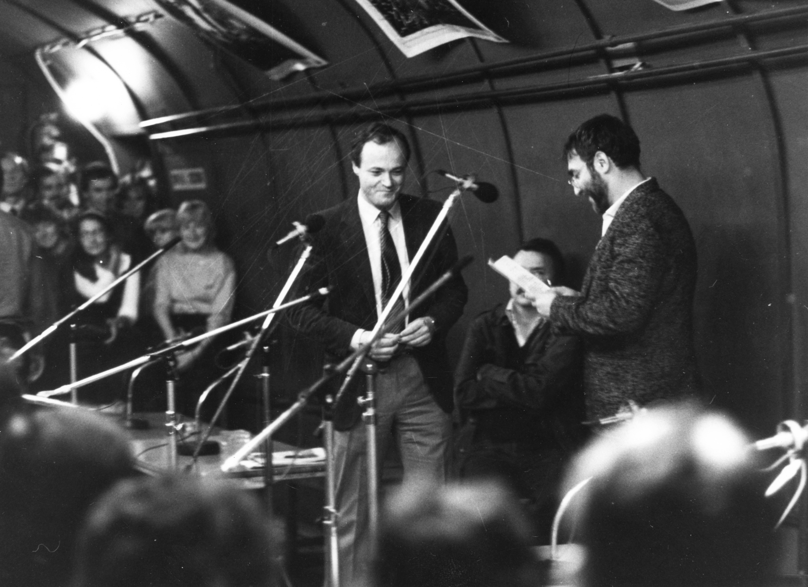 Hungary, Medgyessy Péter, Farkasházi Tivadar (félig takarásban) és Verebes István., 1987, Rádió és Televízió Újság, regime change, Fortepan #56019