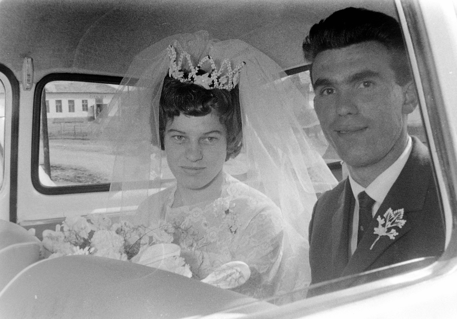 1966, Fortepan, wedding ceremony, bride, groom, automobile, Fortepan #5606