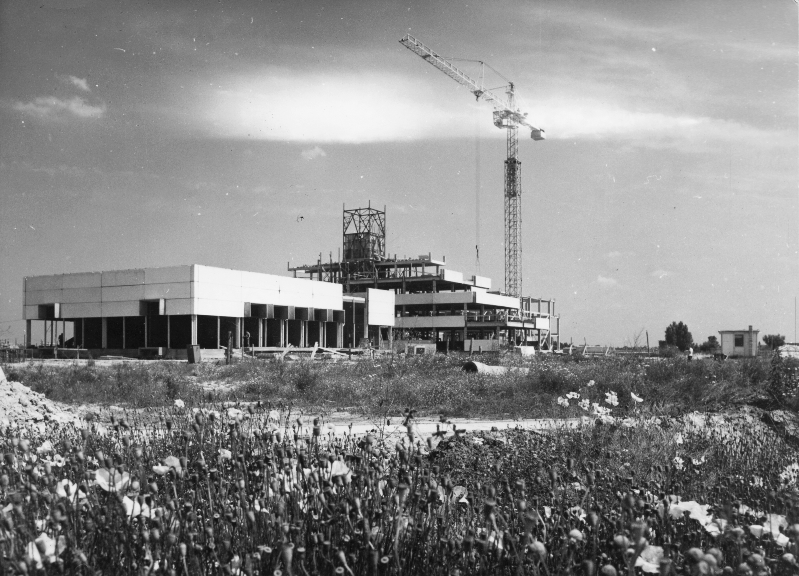 Hungary, Solt, a rádióállomás építése., 1975, Rádió és Televízió Újság, Mező Sándor, construction, Fortepan #56191
