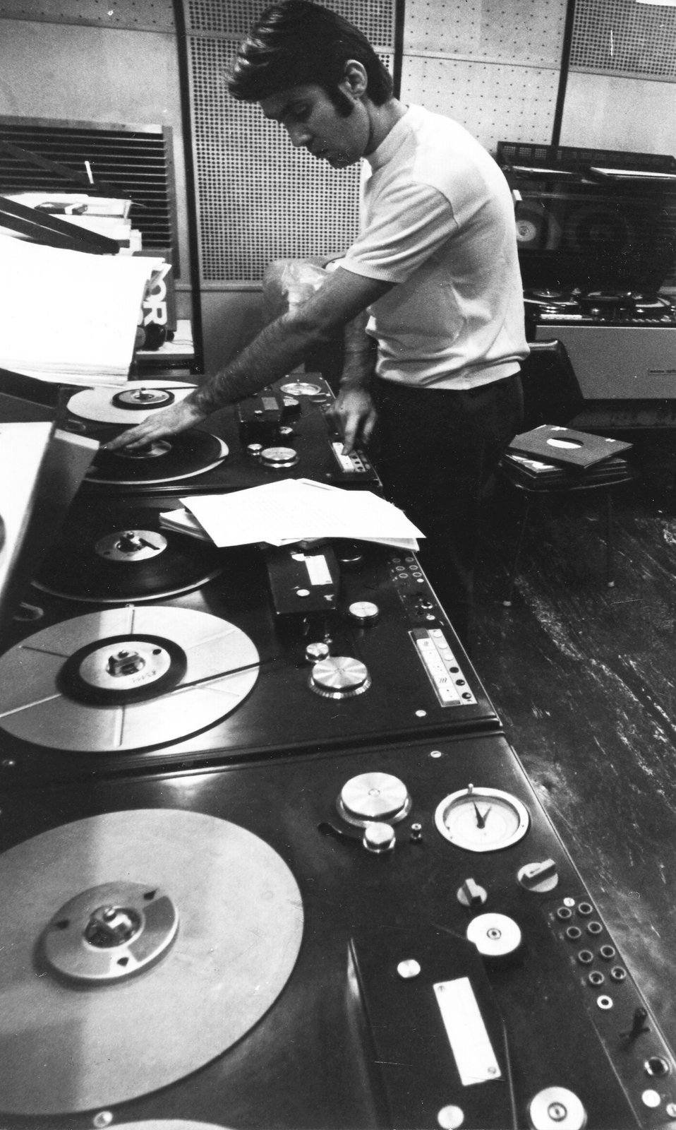 Hungary, Budapest VIII., a Magyar Rádió 14-es stúdiója., 1972, Rádió és Televízió Újság, Budapest, Hungarian Radio, studio tape recorder, Fortepan #56352